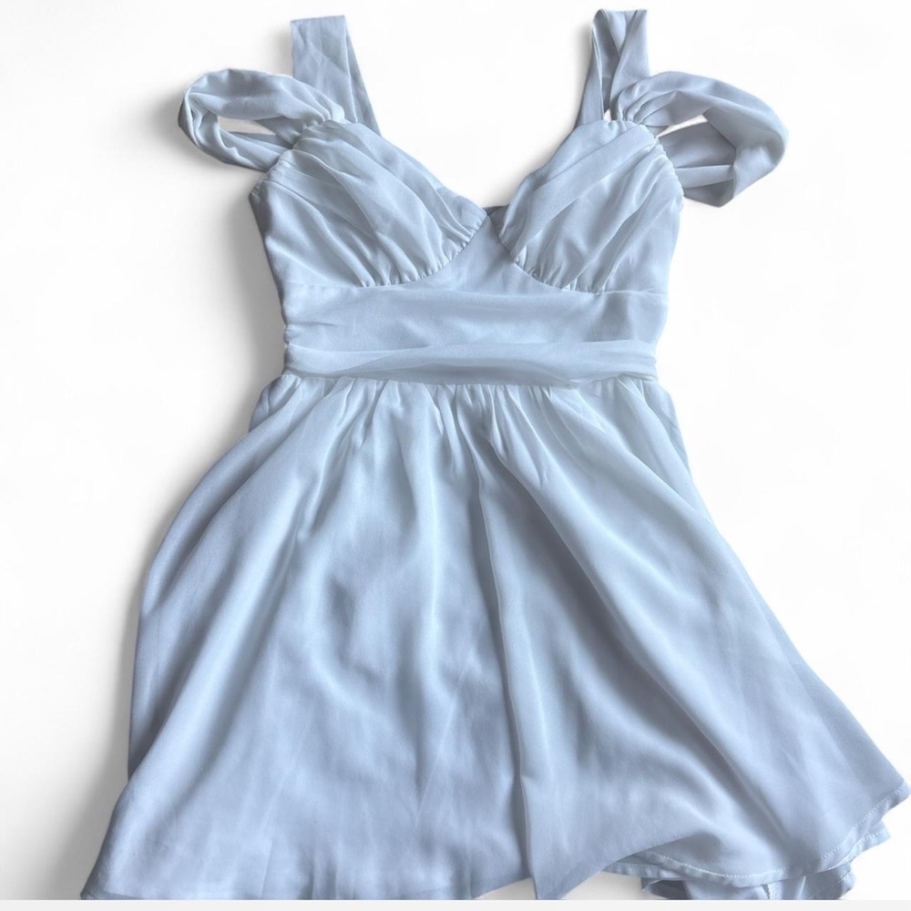 Windsor White Flowy Chic Chiffon Cold Shoulder Skater Dress